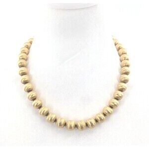 Talbots Signed Gold Tone Round Beaded Statement Adjustable Glam Necklace
